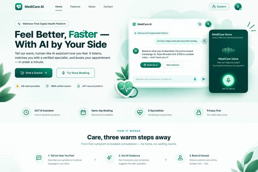 MediCare AI — interface preview